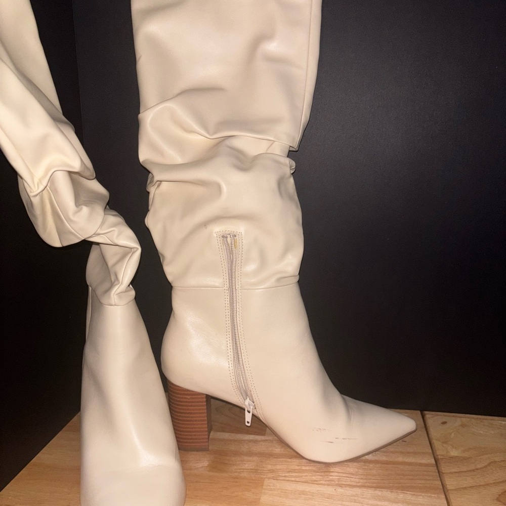 Bone Knee-High Boots